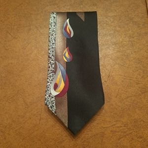 Oscar de la Renta Black/Brown Men's 100% Silk Tie 56"